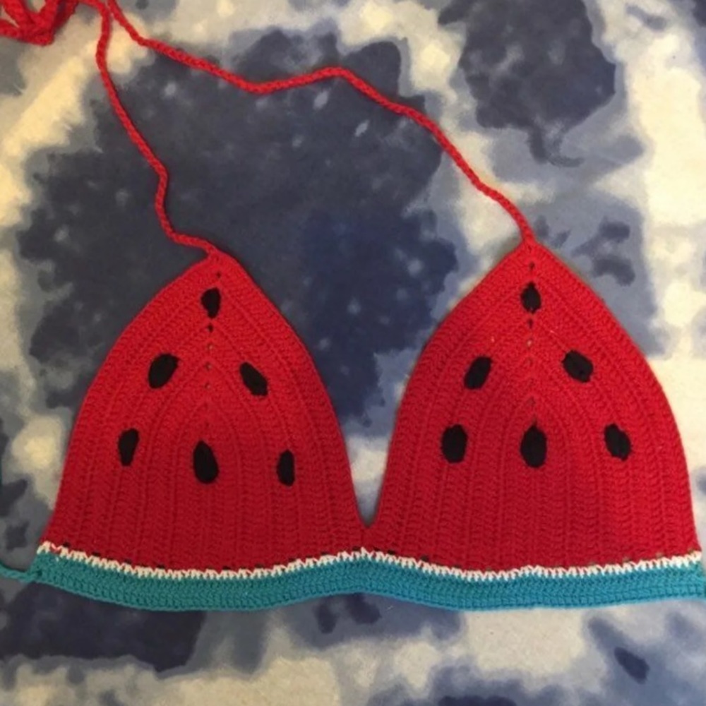 Watermelon Crochet Triangle Bikini top